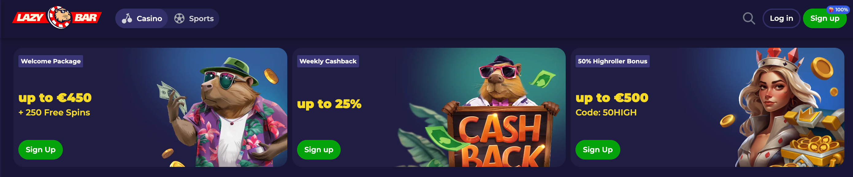 Spielautomaten bei Lazy Bar Casino